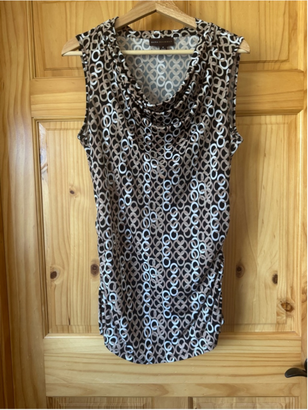 Dana Buchman Geometric Circle Print Cowl Neck Sleeveless Top size medium